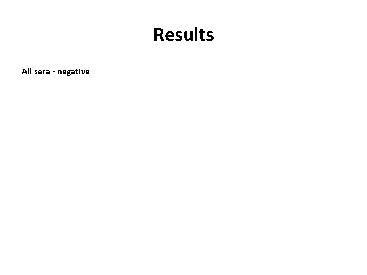 Results All sera - negative 