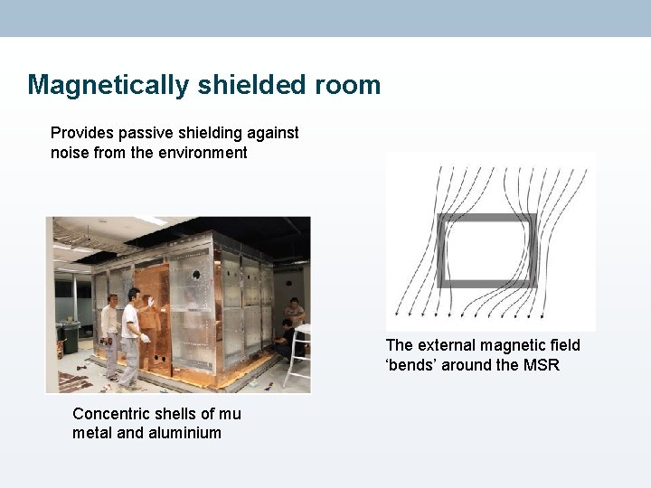 Magnetically shielded room Provides passive shielding against noise from the environment The external magnetic