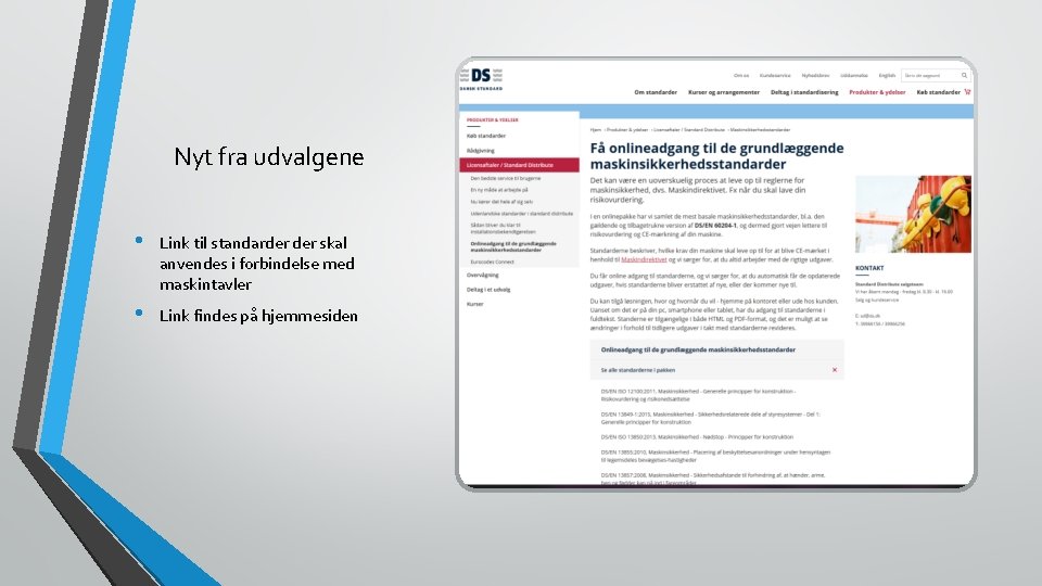 Nyt fra udvalgene • Link til standarder skal anvendes i forbindelse med maskintavler •