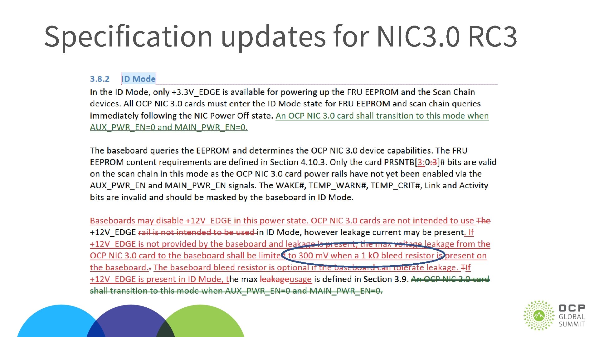 Specification updates for NIC 3. 0 RC 3 