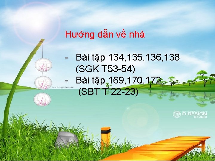 Hướng dẫn về nhà - Bài tập 134, 135, 136, 138 (SGK T 53