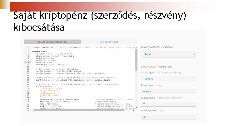 Saját kriptopénz (szerződés, részvény) kibocsátása 