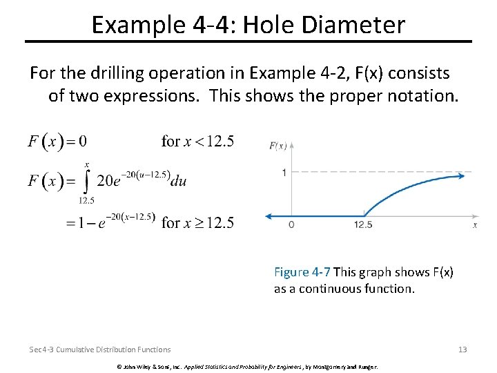 Example 4 -4: Hole Diameter For the drilling operation in Example 4 -2, F(x)