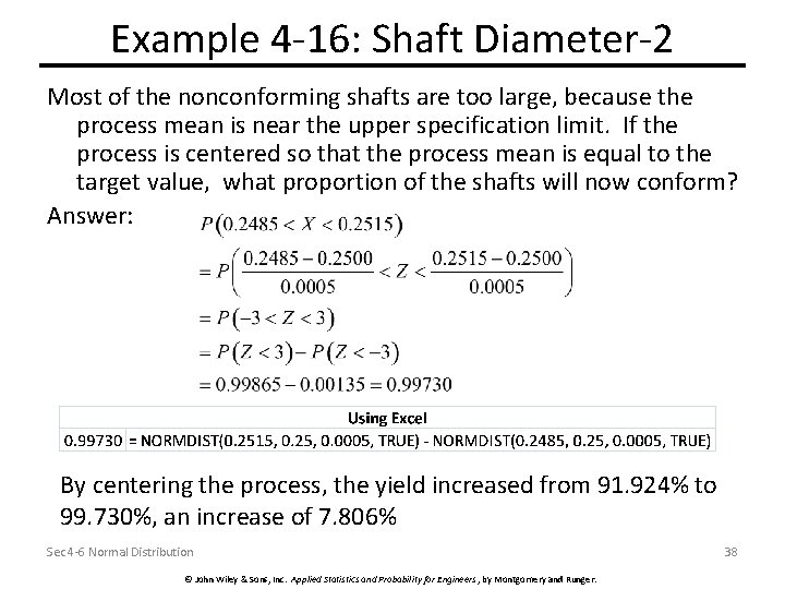 Example 4 -16: Shaft Diameter-2 Most of the nonconforming shafts are too large, because