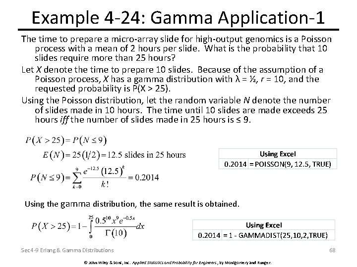 Example 4 -24: Gamma Application-1 The time to prepare a micro-array slide for high-output