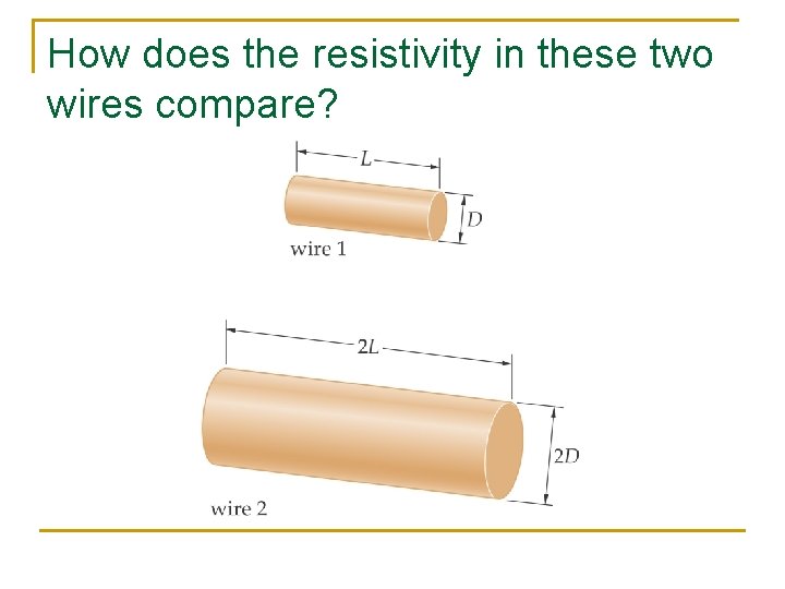 How does the resistivity in these two wires compare? 