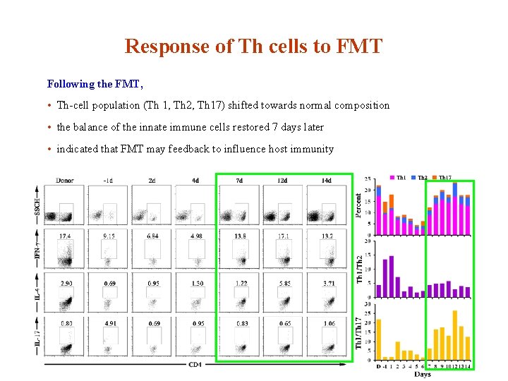 Response of Th cells to FMT Following the FMT, • Th-cell population (Th 1,