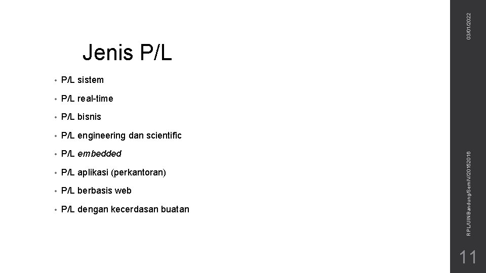 03/01/2022 • P/L sistem • P/L real-time • P/L bisnis • P/L engineering dan