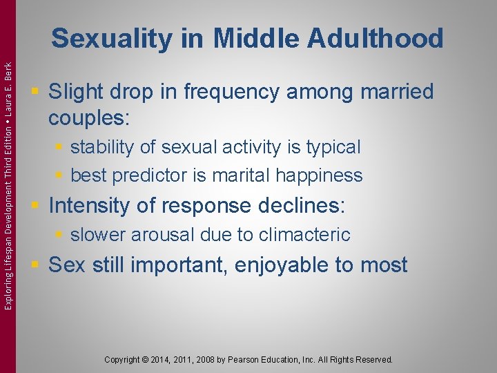 Exploring Lifespan Development Third Edition Laura E. Berk Sexuality in Middle Adulthood § Slight