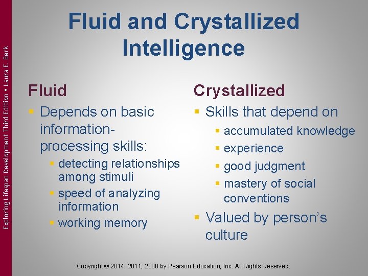 Exploring Lifespan Development Third Edition Laura E. Berk Fluid and Crystallized Intelligence Fluid Crystallized