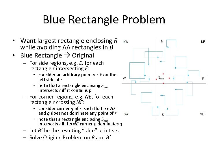 Blue Rectangle Problem • Want largest rectangle enclosing R while avoiding AA rectangles in