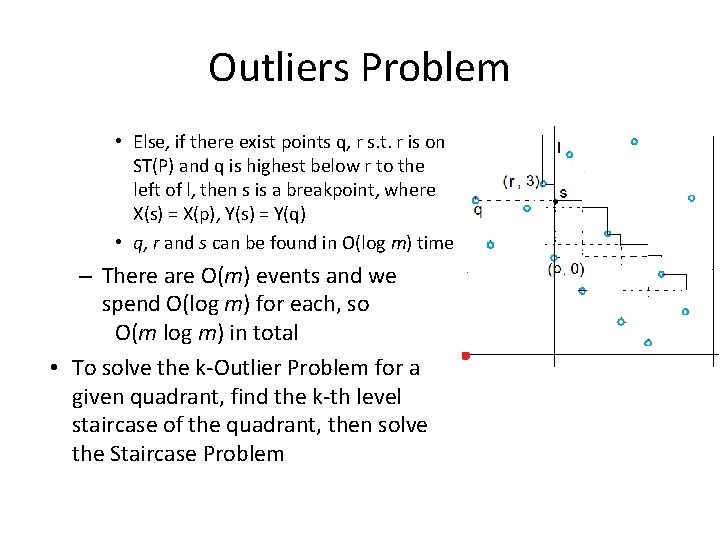 Outliers Problem • Else, if there exist points q, r s. t. r is