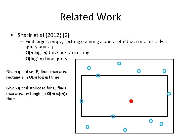 Related Work • Sharir et al (2012) [2] – Find largest empty rectangle among