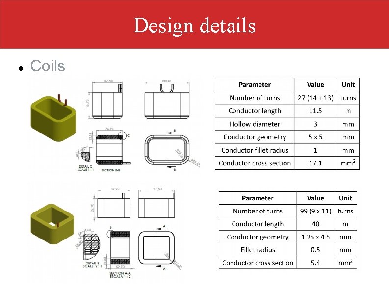 Design details Coils 