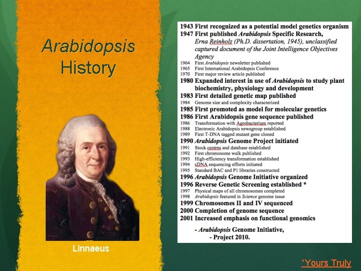 Arabidopsis History Linnaeus *Yours Truly 