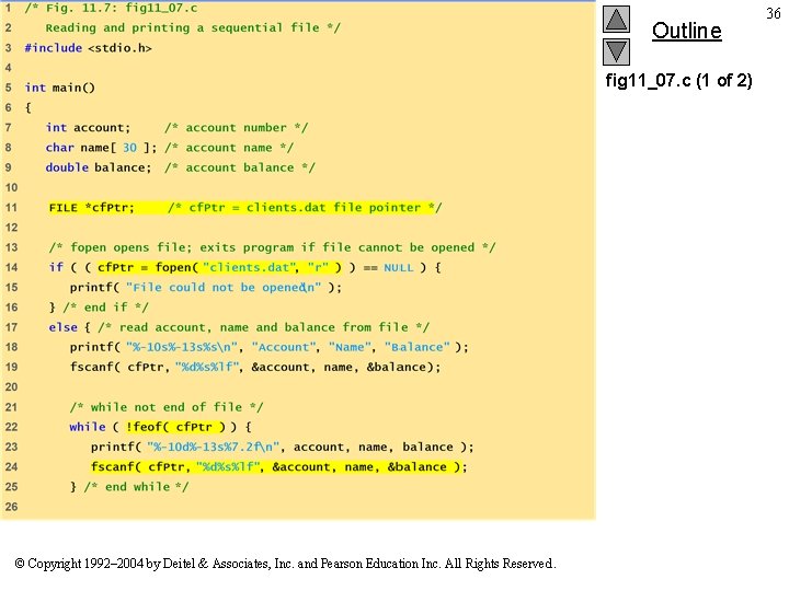 Outline fig 11_07. c (1 of 2) © Copyright 1992– 2004 by Deitel &