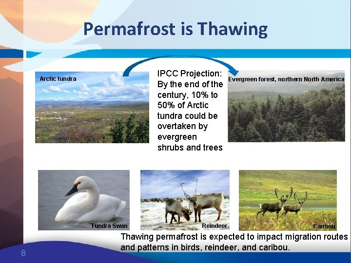 Permafrost is Thawing IPCC Projection: By the end of the century, 10% to 50%