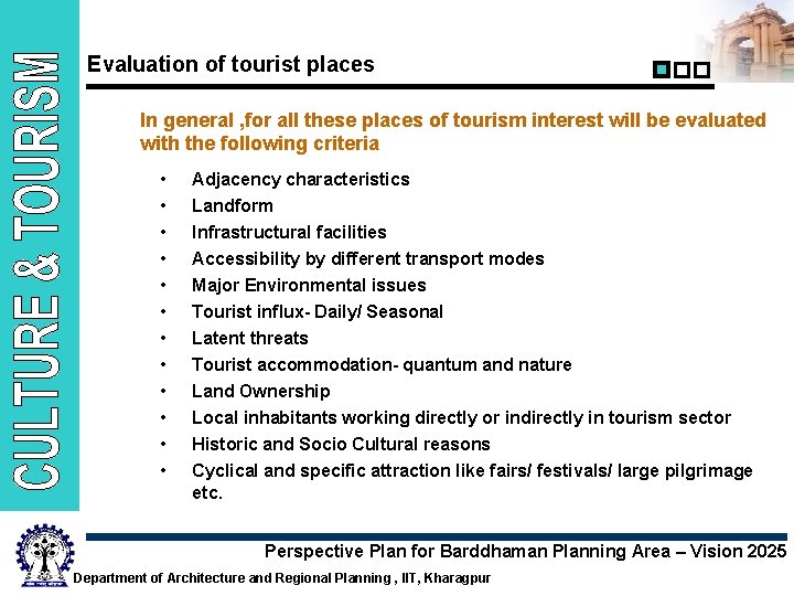 Evaluation of tourist places In general , for all these places of tourism interest