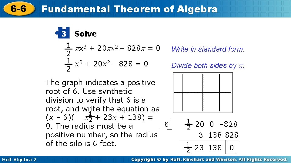 6 -6 Fundamental Theorem of Algebra 3 Solve 1 x 3 + 20 x
