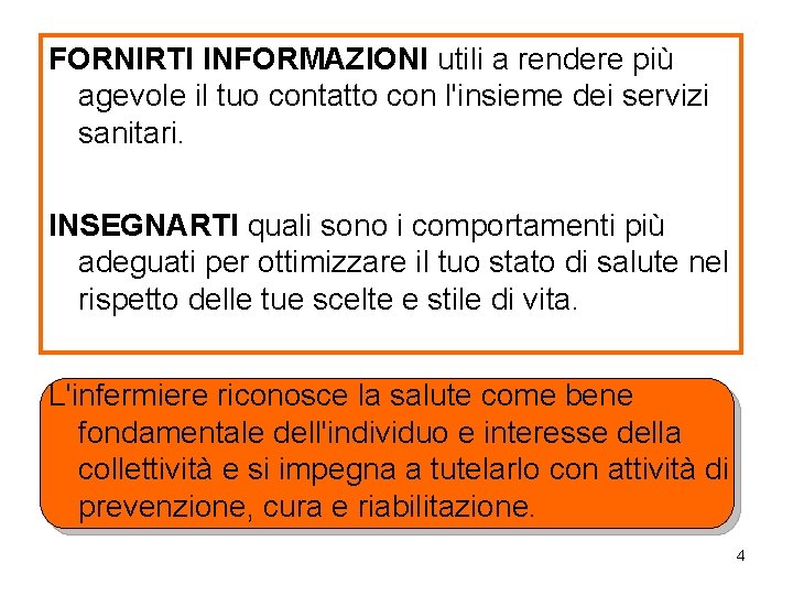 FORNIRTI INFORMAZIONI utili a rendere più agevole il tuo contatto con l'insieme dei servizi