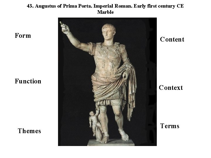 43. Augustus of Prima Porta. Imperial Roman. Early first century CE Marble Form Function