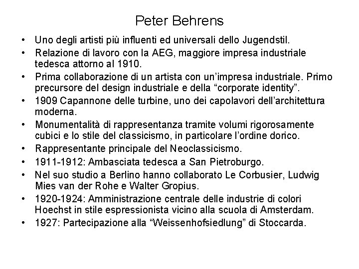 Peter Behrens • Uno degli artisti più influenti ed universali dello Jugendstil. • Relazione