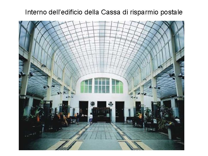 Interno dell’edificio della Cassa di risparmio postale 