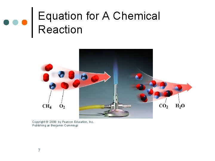 Equation for A Chemical Reaction Copyright © 2008 by Pearson Education, Inc. Publishing as