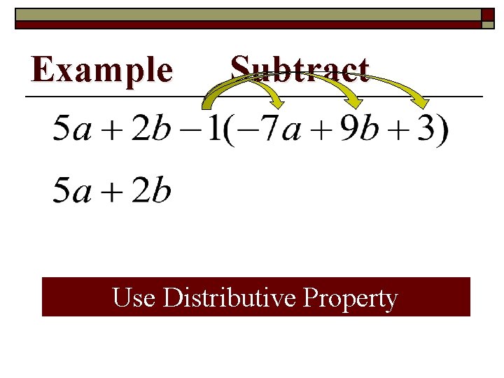 Example Subtract Use Distributive Property 