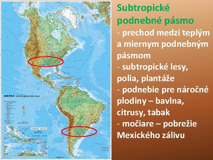 Subtropické podnebné pásmo - prechod medzi teplým a miernym podnebným pásmom - subtropické lesy,