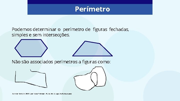 Perímetro Podemos determinar o perímetro de figuras fechadas, simples e sem intersecções. Não são