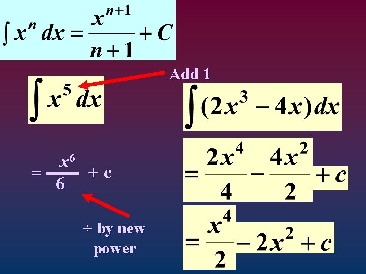 Add 1 x 6 +c = 6 ÷ by new power 
