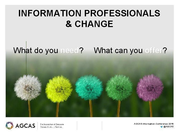 INFORMATION PROFESSIONALS & CHANGE What do you need? need What can you offer? offer