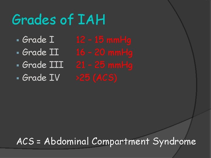Grades of IAH Grade III Grade IV 12 – 15 mm. Hg 16 –