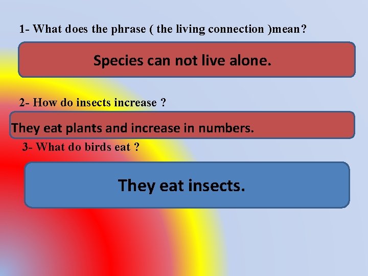 1 - What does the phrase ( the living connection )mean? Species can not
