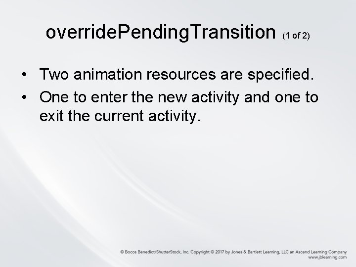 override. Pending. Transition (1 of 2) • Two animation resources are specified. • One override. Pending. Transition (1 of 2) • Two animation resources are specified. • One