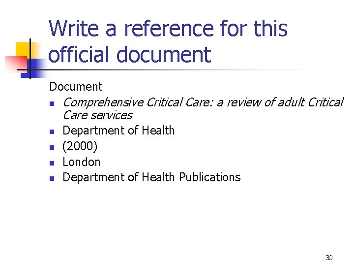 Write a reference for this official document Document n n n Comprehensive Critical Care: