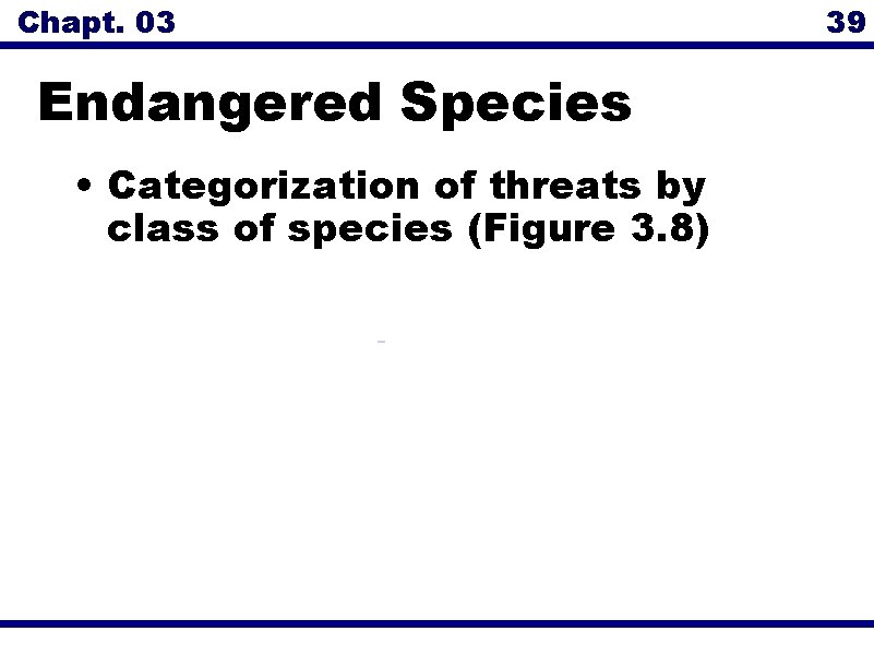 Chapt. 03 Endangered Species • Categorization of threats by class of species (Figure 3.