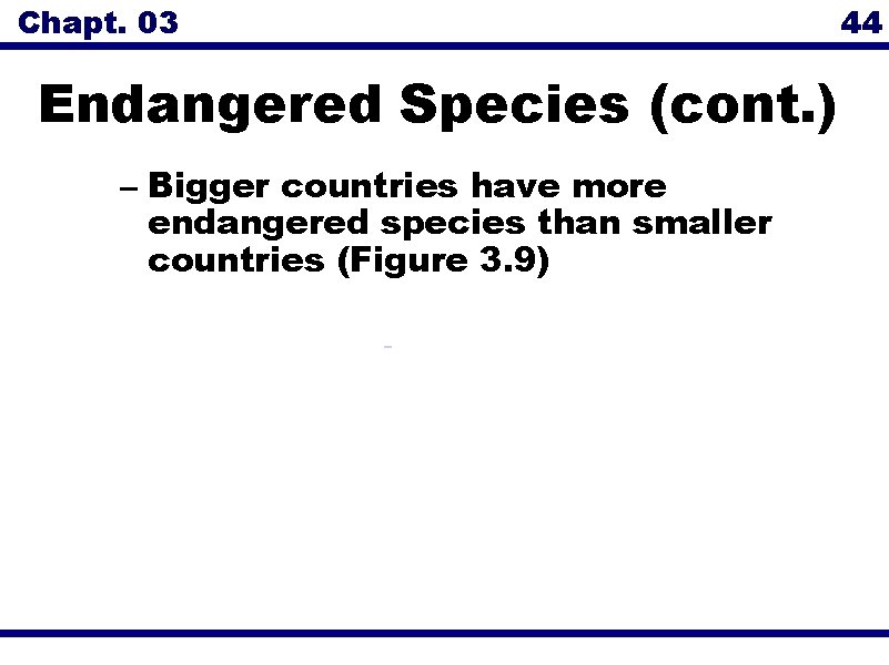 Chapt. 03 Endangered Species (cont. ) – Bigger countries have more endangered species than