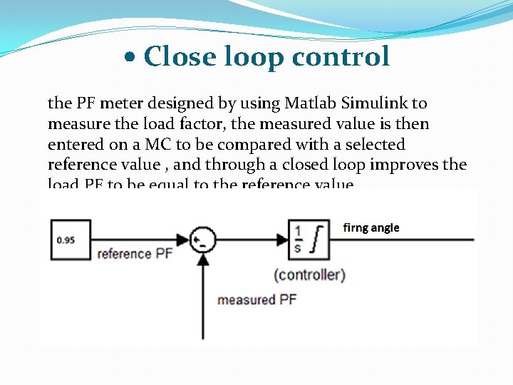 • Close loop control the PF meter designed by using Matlab Simulink to