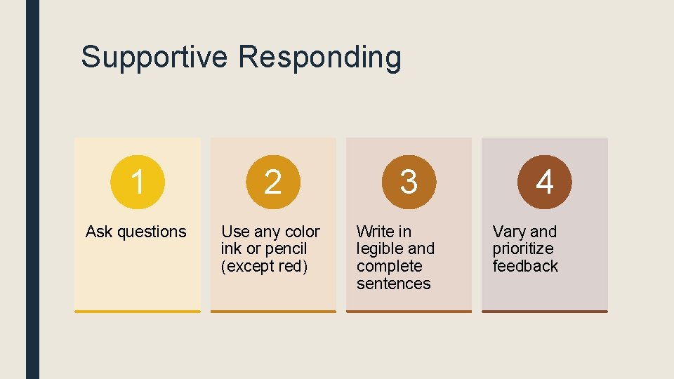 Supportive Responding 1 2 Ask questions Use any color ink or pencil (except red)