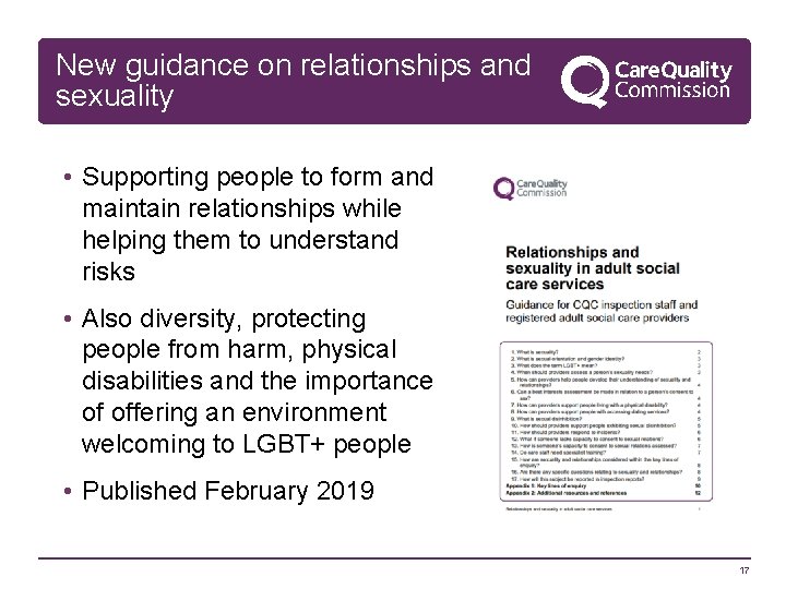 New guidance on relationships and sexuality • Supporting people to form and maintain relationships