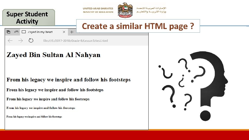 Super Student Activity Create a similar HTML page ? 