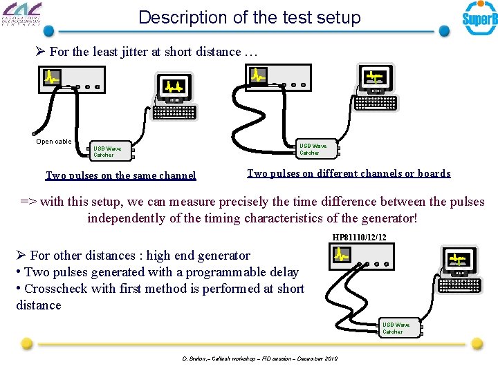 Description of the test setup Ø For the least jitter at short distance …