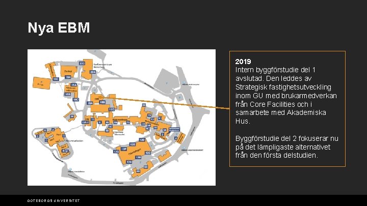 Nya EBM 2019 Intern byggförstudie del 1 avslutad. Den leddes av Strategisk fastighetsutveckling inom