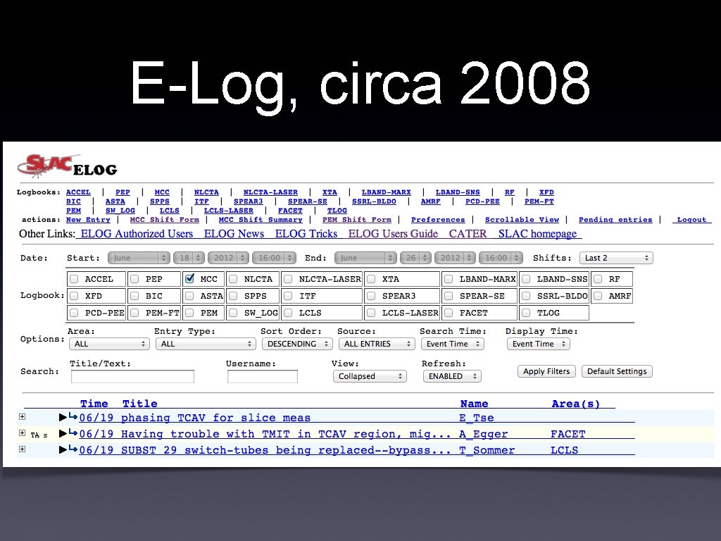 E-Log, circa 2008 