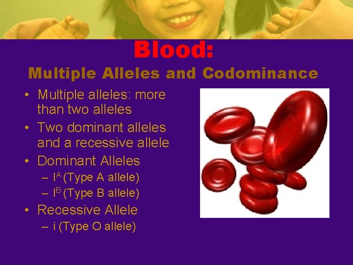 Blood: Multiple Alleles and Codominance • Multiple alleles: more than two alleles • Two