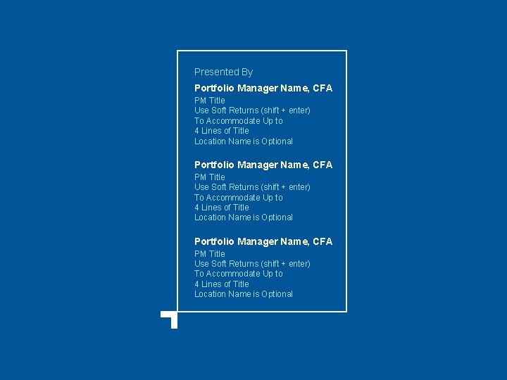 Presented By Portfolio Manager Name, CFA PM Title Use Soft Returns (shift + enter)