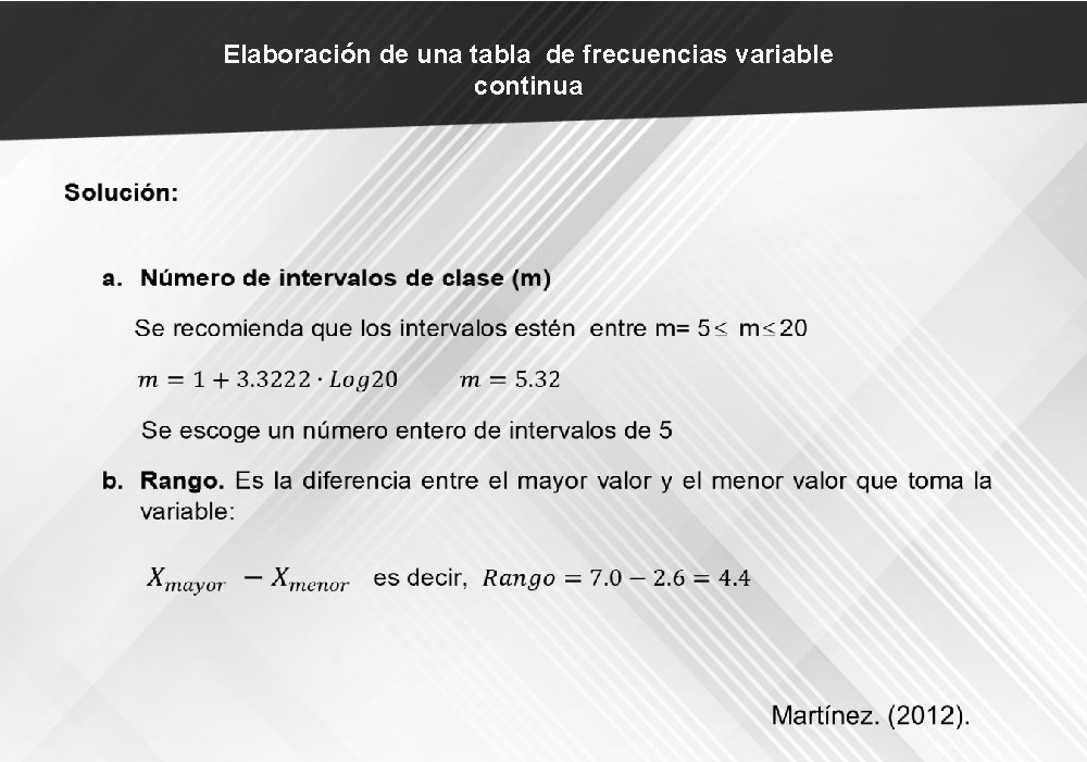 Elaboración de una tabla de frecuencias variable continua 