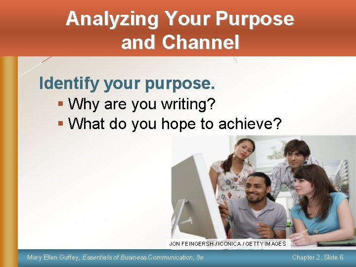 Analyzing Your Purpose and Channel Identify your purpose. § Why are you writing? §